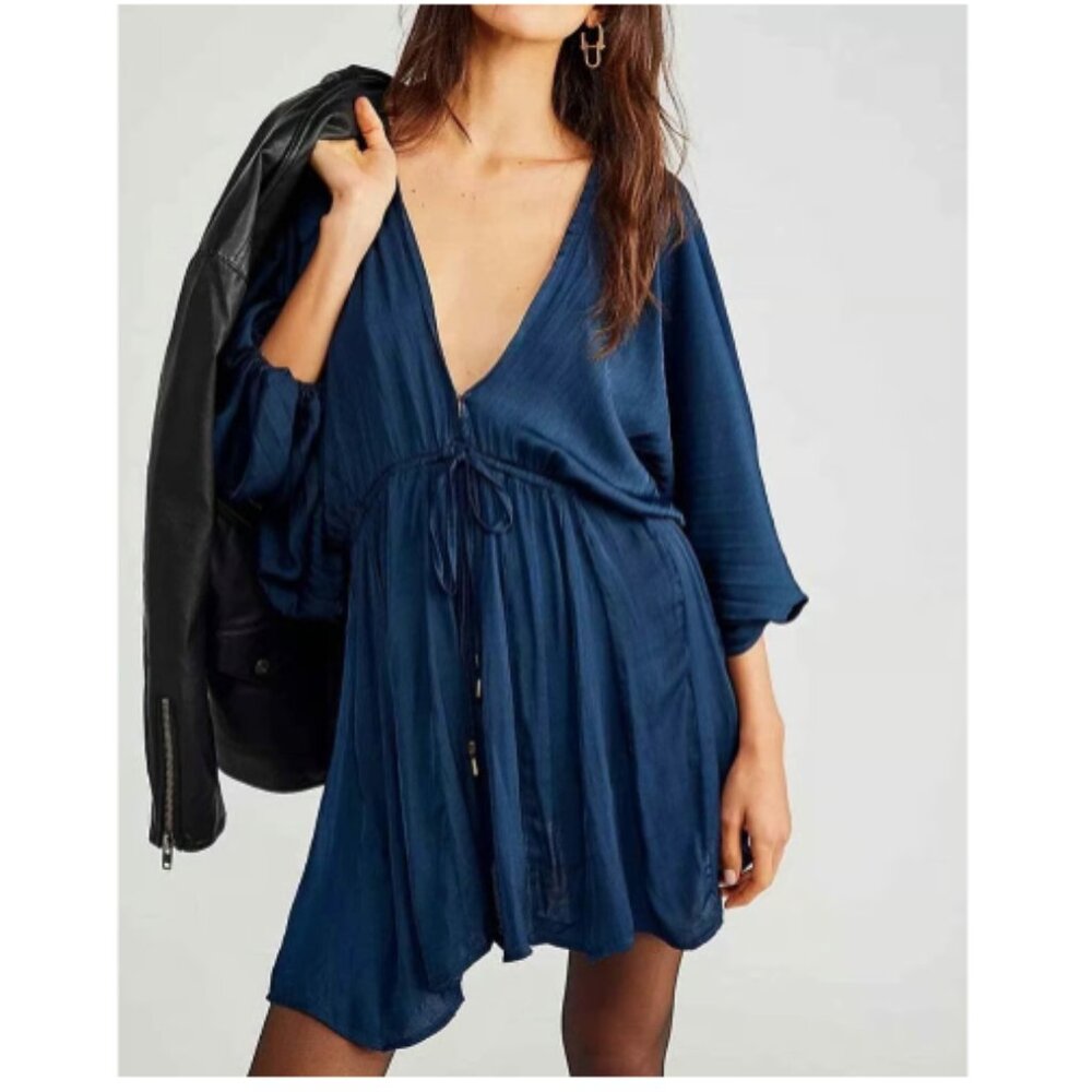 Free People Arzel Mini Dress Size: Small Color: Sparkling Indigo